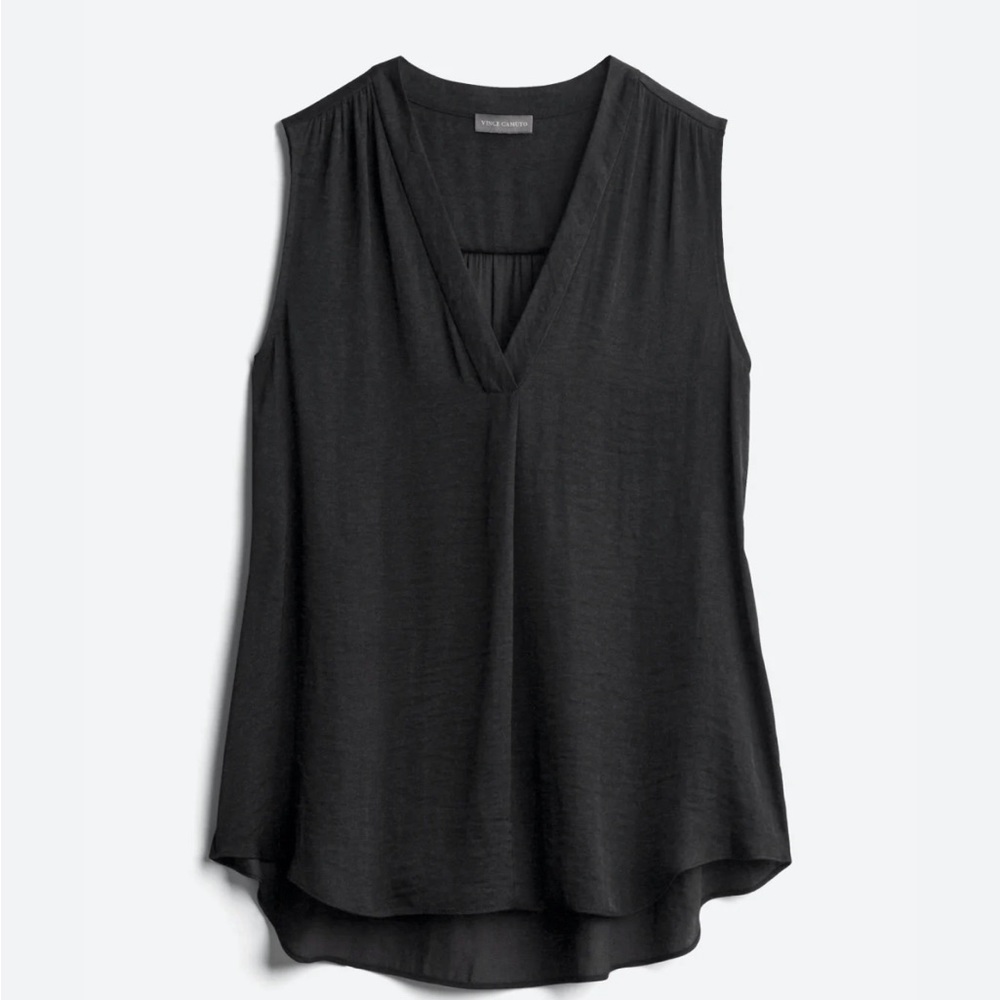 Vince Camuto Sleeveless Black V-Neck Blouse